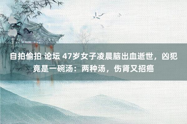 自拍偷拍 论坛 47岁女子凌晨脑出血逝世，凶犯竟是一碗汤：两种汤，伤肾又招癌