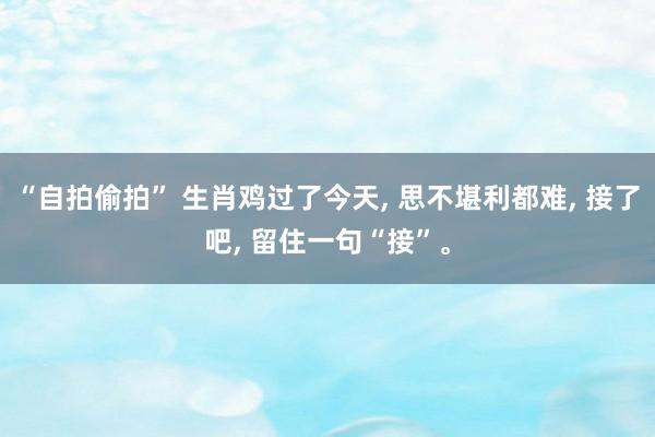 “自拍偷拍” 生肖鸡过了今天， 思不堪利都难， 接了吧， 留住一句“接”。