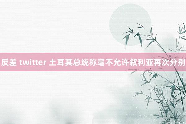 反差 twitter 土耳其总统称毫不允许叙利亚再次分别