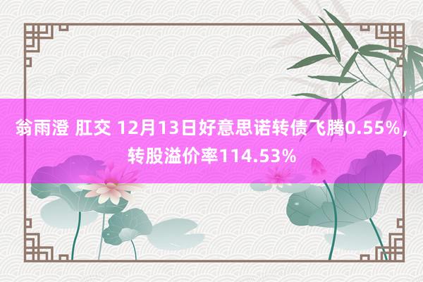翁雨澄 肛交 12月13日好意思诺转债飞腾0.55%，转股溢价率114.53%