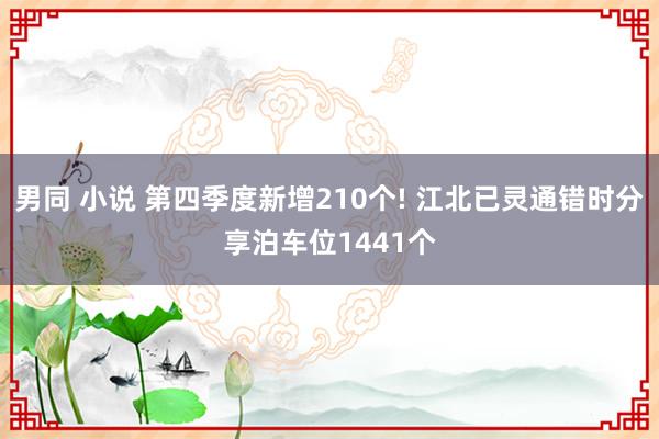 男同 小说 第四季度新增210个! 江北已灵通错时分享泊车位1441个