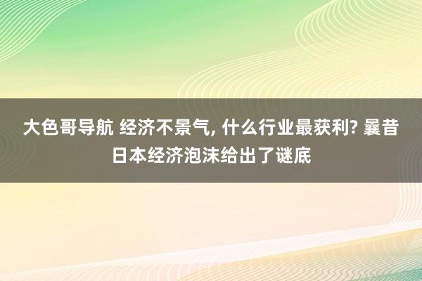 大色哥导航 经济不景气， 什么行业最获利? 曩昔日本经济泡沫给出了谜底