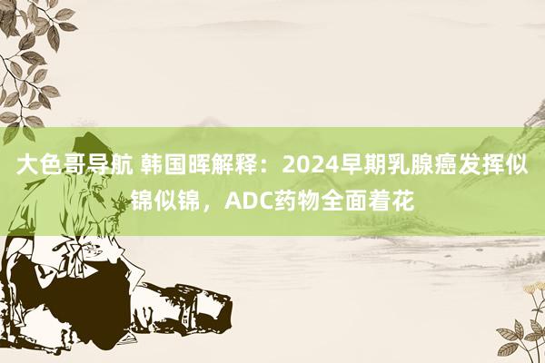 大色哥导航 韩国晖解释：2024早期乳腺癌发挥似锦似锦，ADC药物全面着花