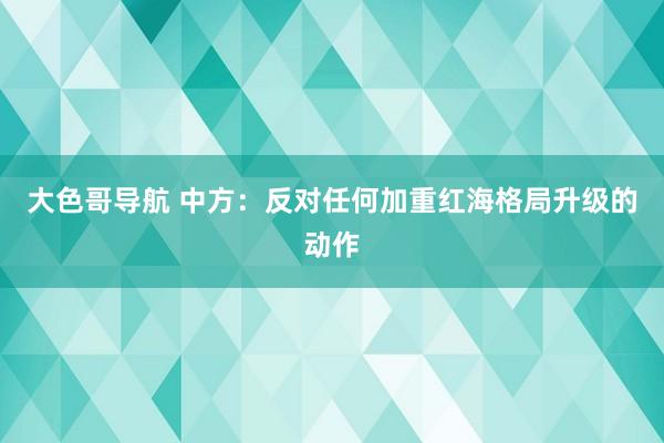 大色哥导航 中方：反对任何加重红海格局升级的动作