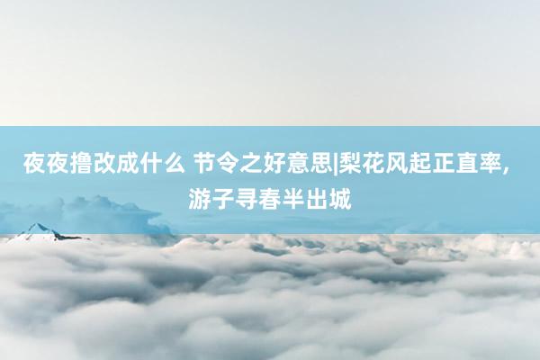 夜夜撸改成什么 节令之好意思|梨花风起正直率， 游子寻春半出城